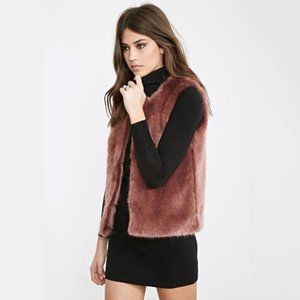 FINAL DROP Forever 21 Mauve Plush Fur Vest Small S